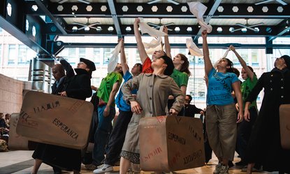 Good Chance Theatre-From Here On in London the local young cast and Gecko performers © Good Chance & Gecko, photo by Malachy Luckie