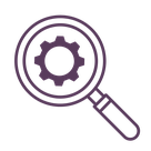 Due diligence icon-magnifying glass and cog