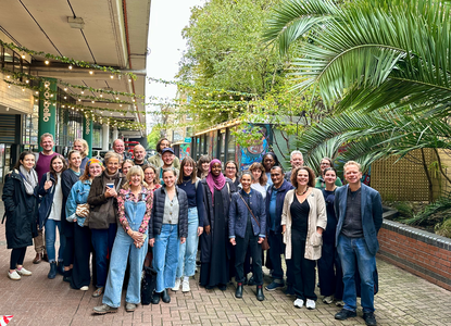 Large group picture with Esmée staff on a visit to Westway in West London