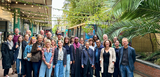 Large group picture with Esmée staff on a visit to Westway in West London